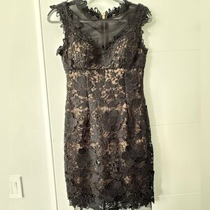 Cache Black Floral Lace Midi Dress